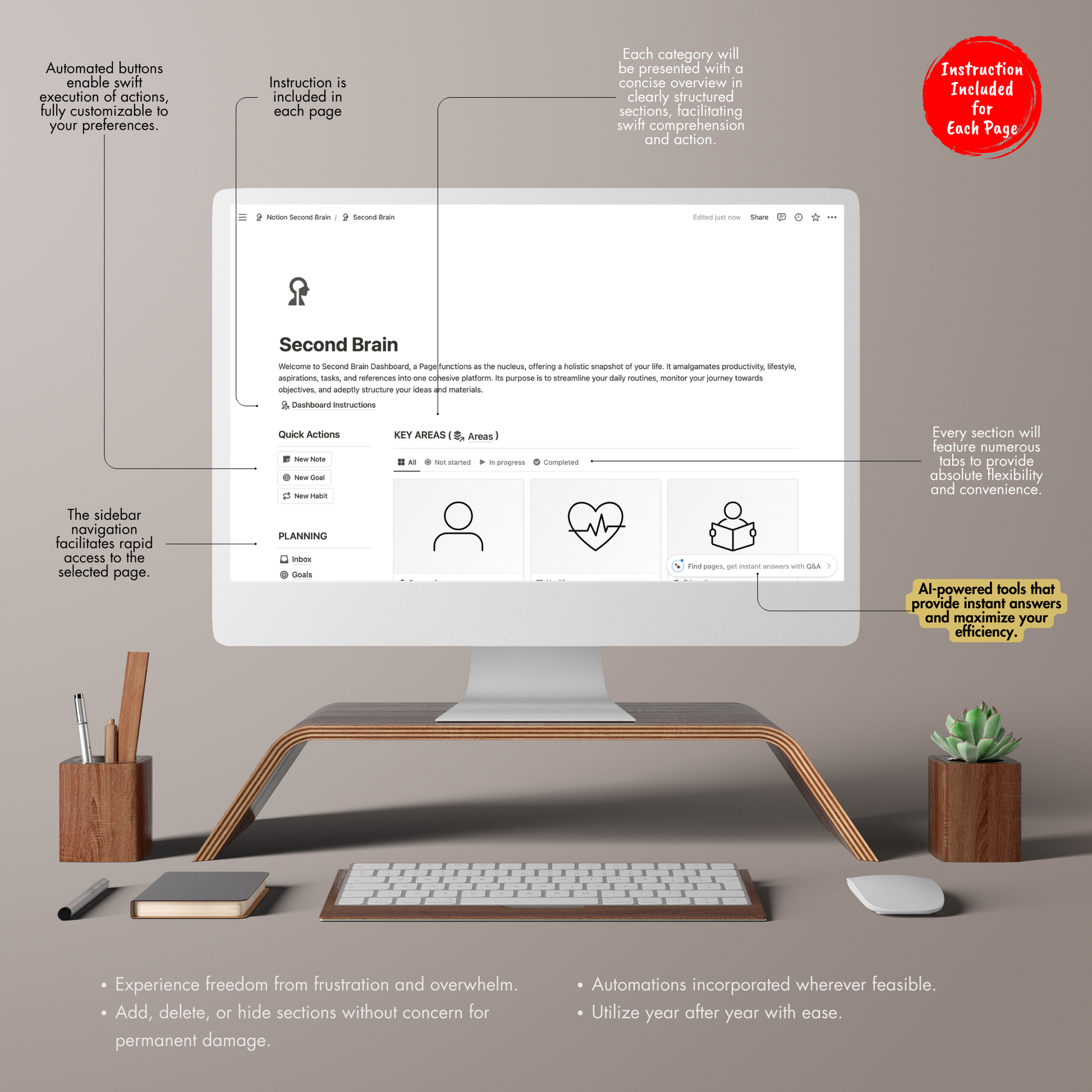 Second Brain Notion Template, Notion Planner.