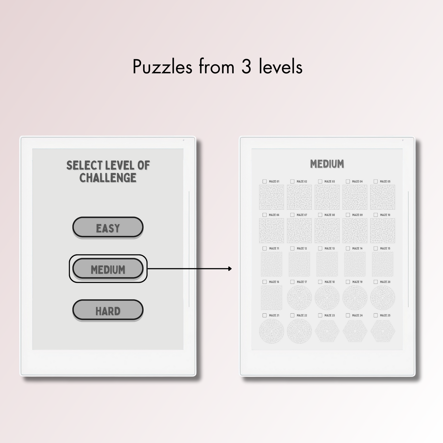 Supernote A5X and A6X Maze Puzzles in 3 different levels.