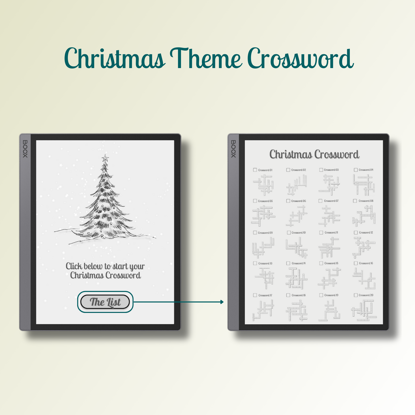 Onyx Boox Christmas Crossword in 3 different levels.
