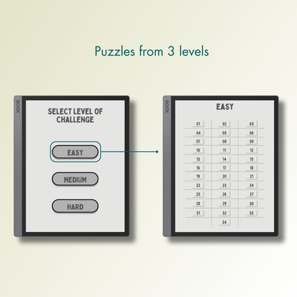 Onyx Boox Sudoku Puzzles in 3 different levels.