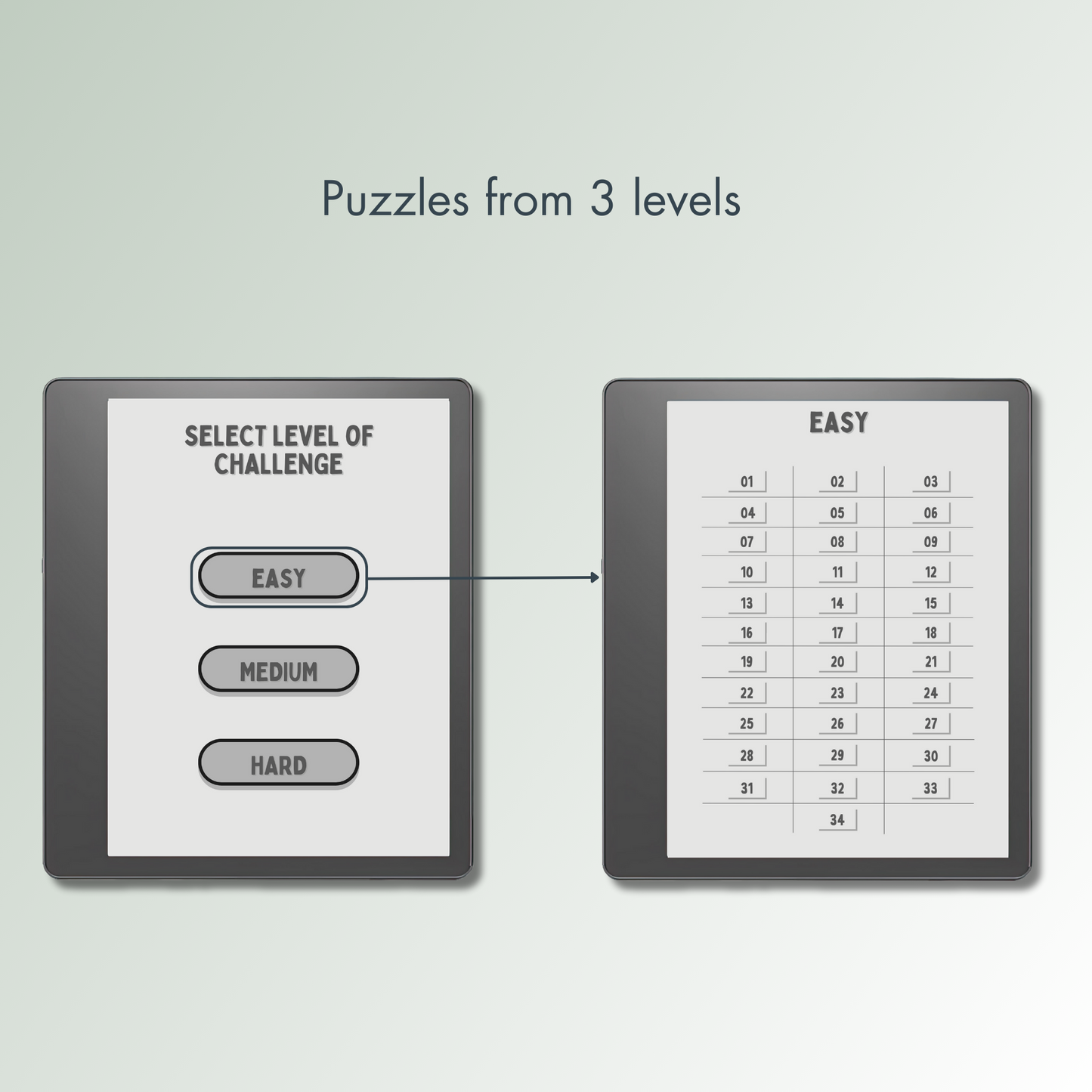 Kindle Scribe Sudoku Puzzles in 3 different levels.