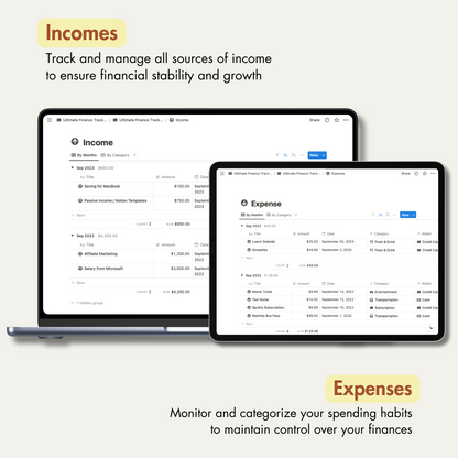 Notion Templates, Notion Finance Tracker.