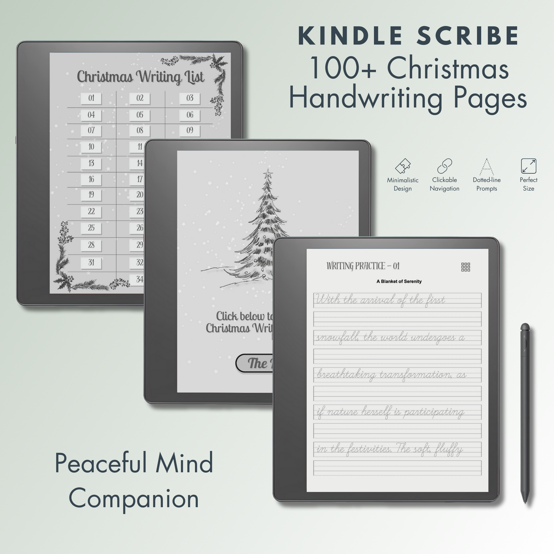 Kindle Scribe Christmas Writing Pages.