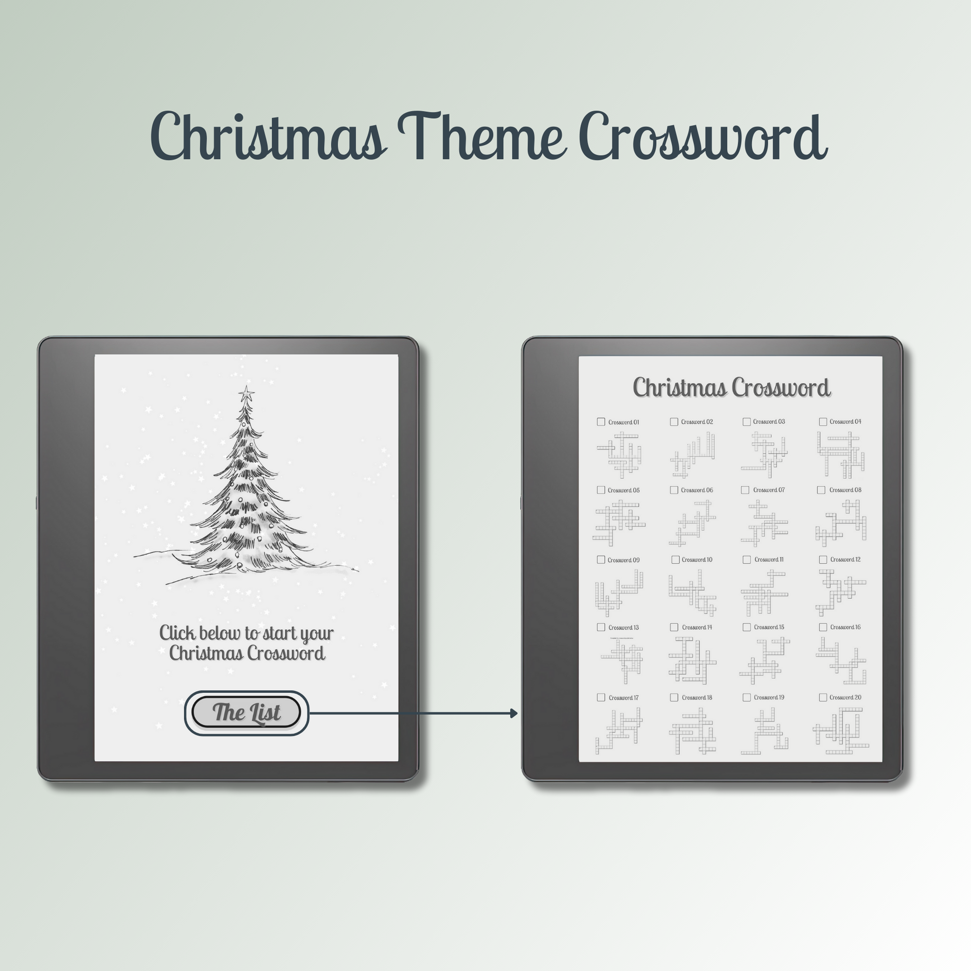 Kindle Scribe Christmas Crossword in 3 different levels.