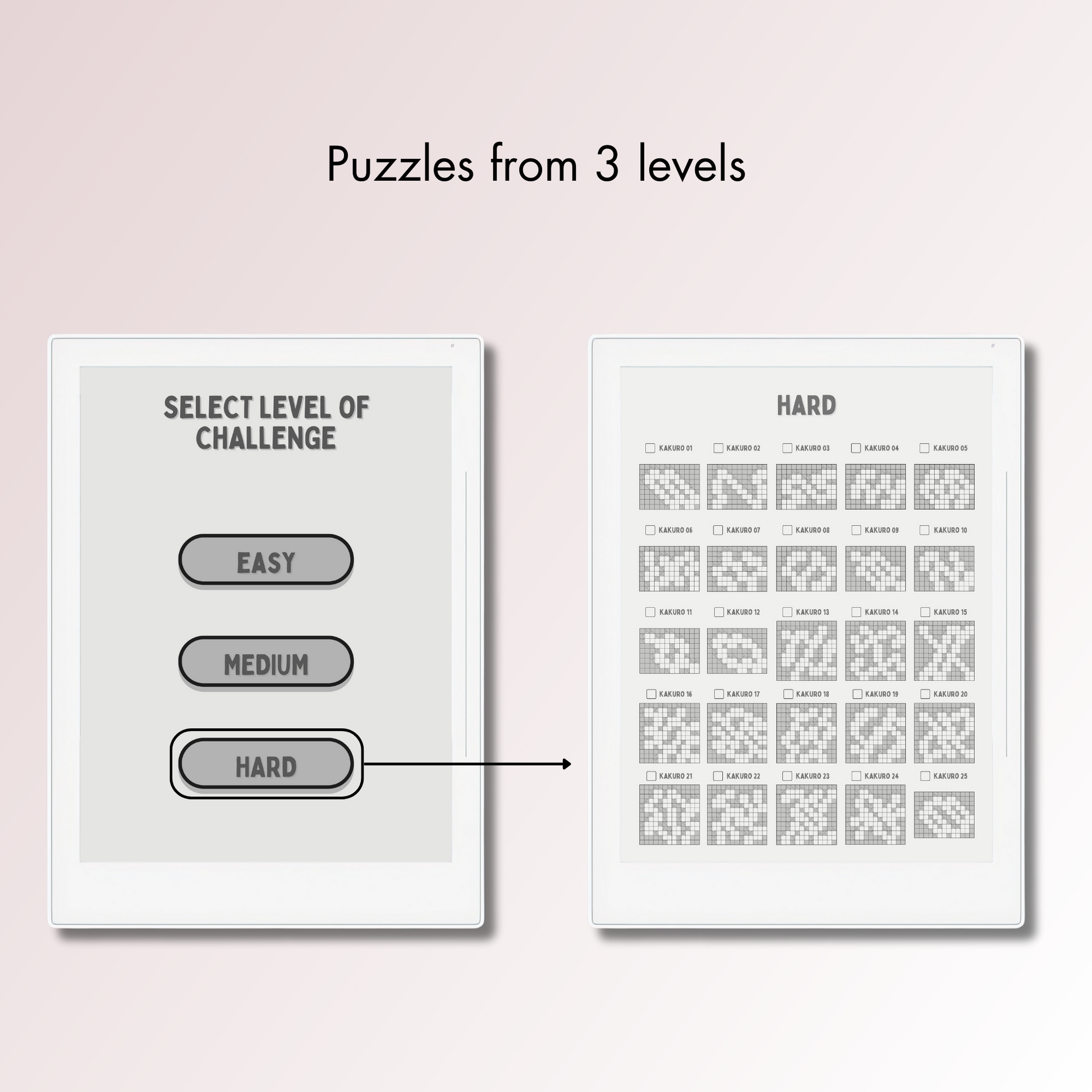 Supernote A5X and A6X Kakuro Puzzles in 3 different levels.