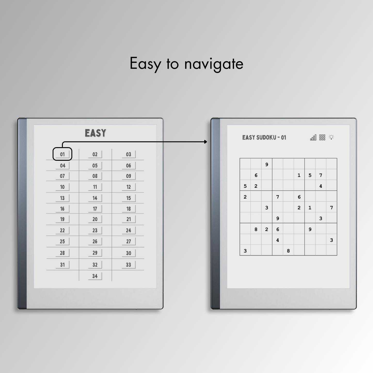 Remarkable 2 Sudoku Puzzles with easy navigations.