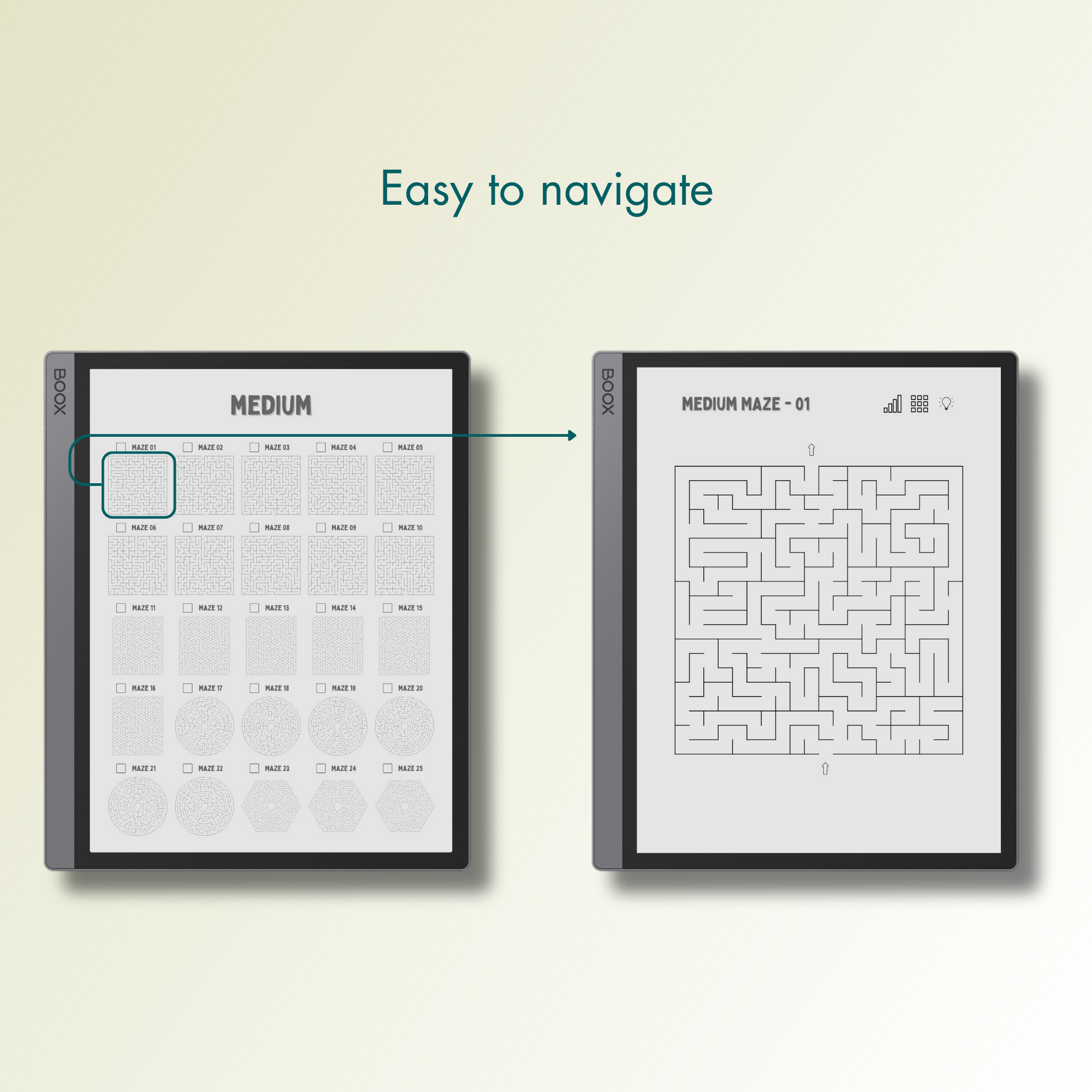 Onyx Boox Maze Puzzles with easy navigations.