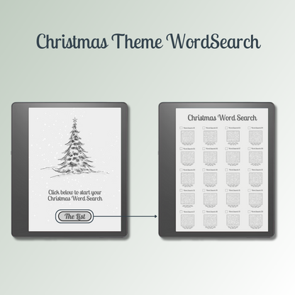Kindle Scribe Christmas Word Search with easy navigations.