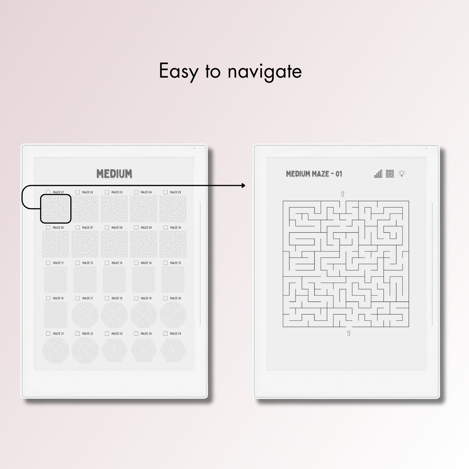 Supernote A5X and A6X Maze Puzzles with easy navigations.