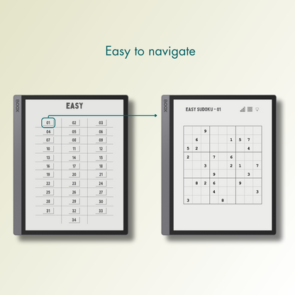 Onyx Boox Sudoku Puzzles with easy navigations.