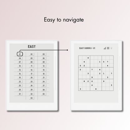 Supernote A5X and A6X Sudoku Puzzles with easy navigations.