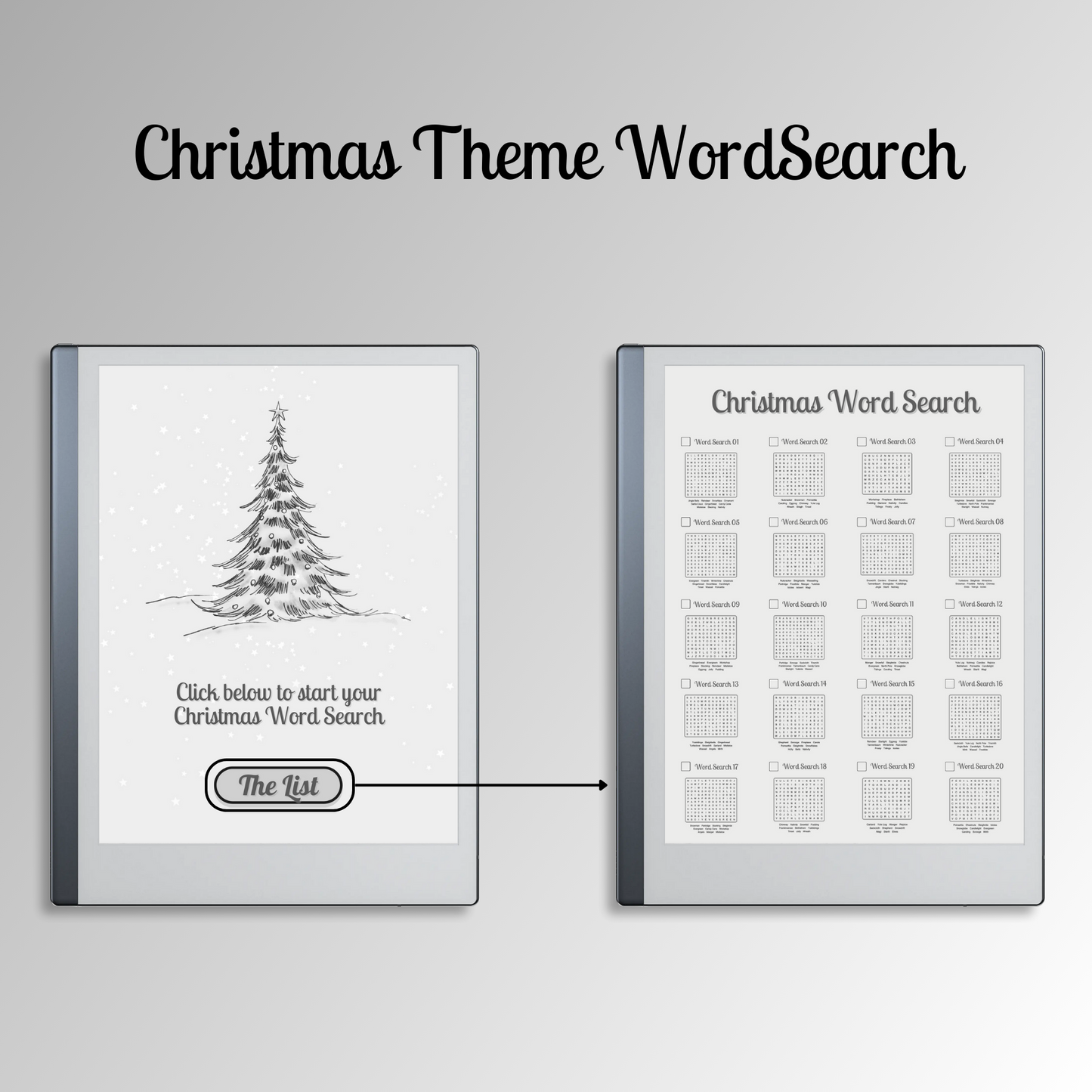 Remarkable 2 Christmas Word Search with easy navigations.