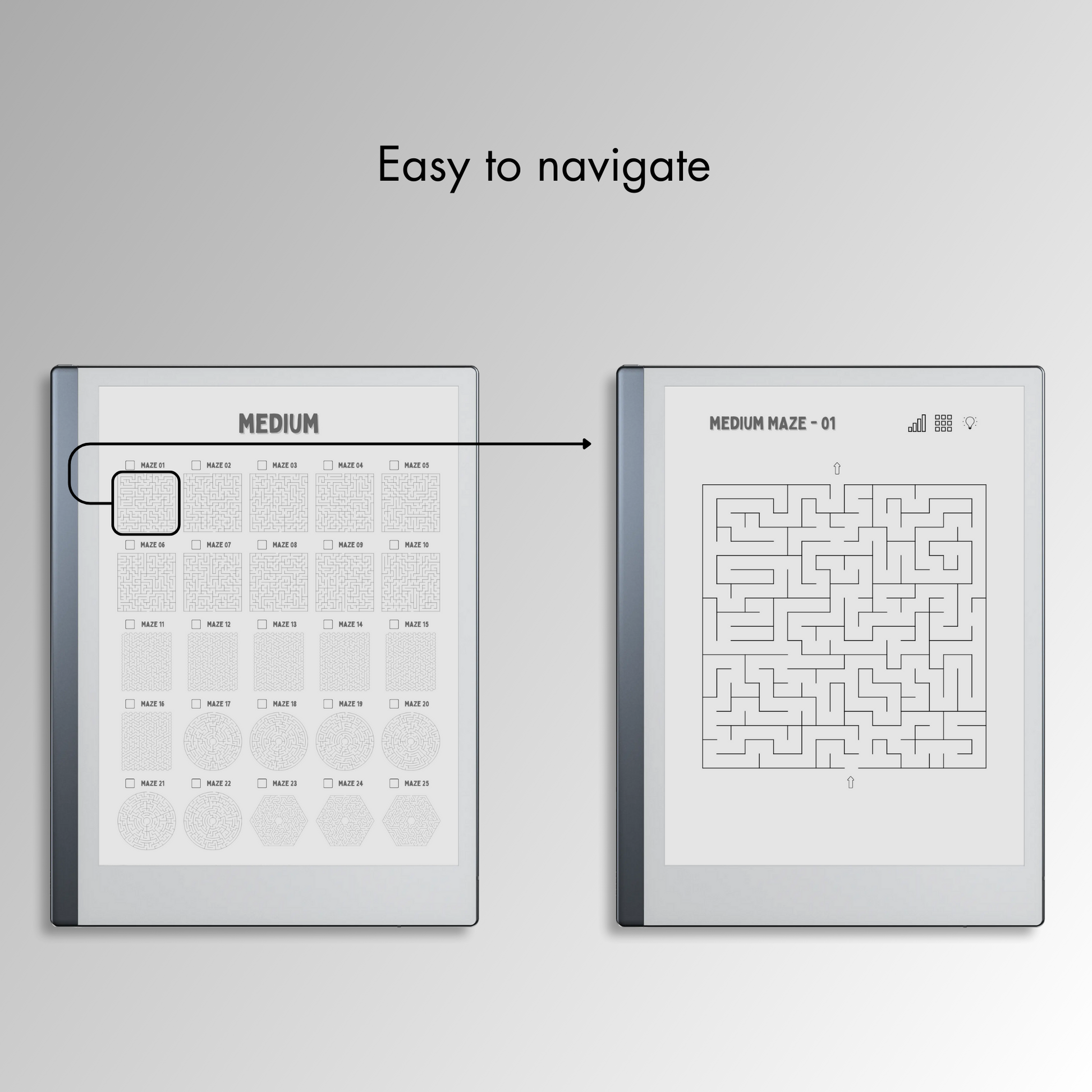 Remarkable 2 Maze Puzzles with easy navigations.