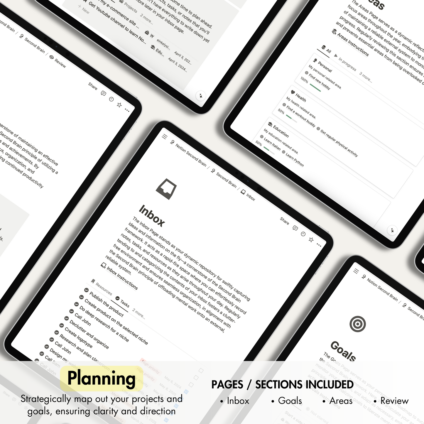 Second Brain Notion Template, Notion Planner.