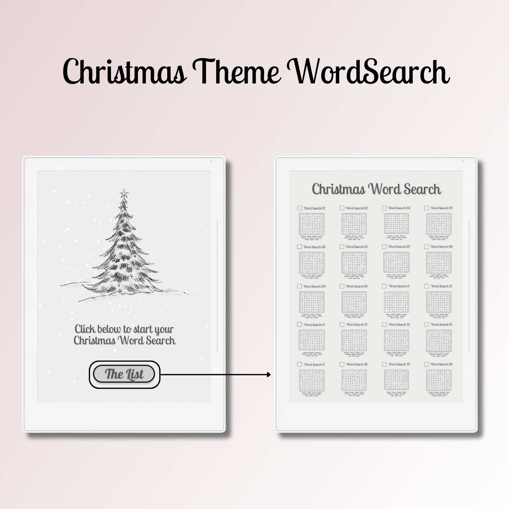 Supernote A5X and A6X Christmas Word Search with easy navigations.