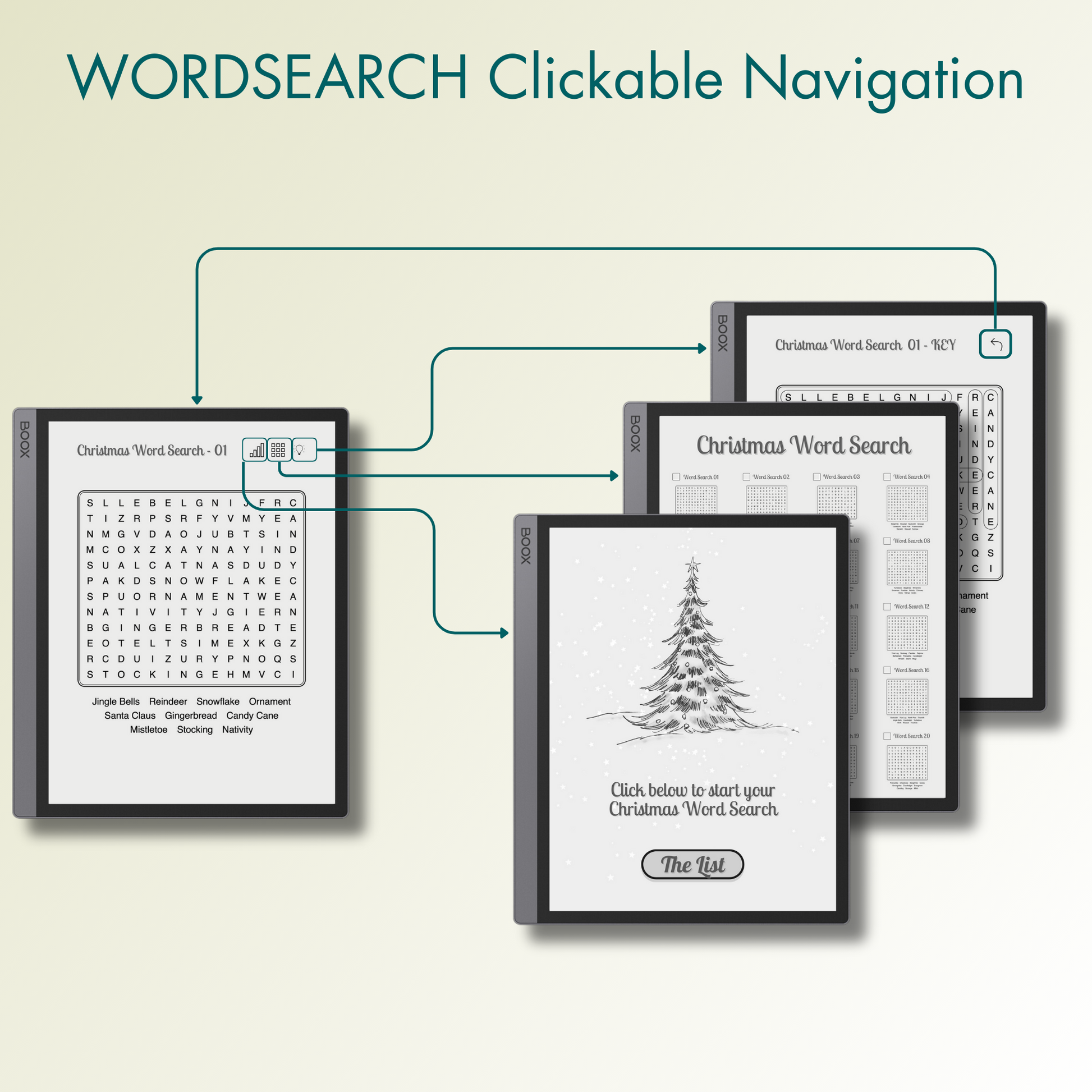 Onyx Boox Christmas Word Search Puzzles with full reference links.