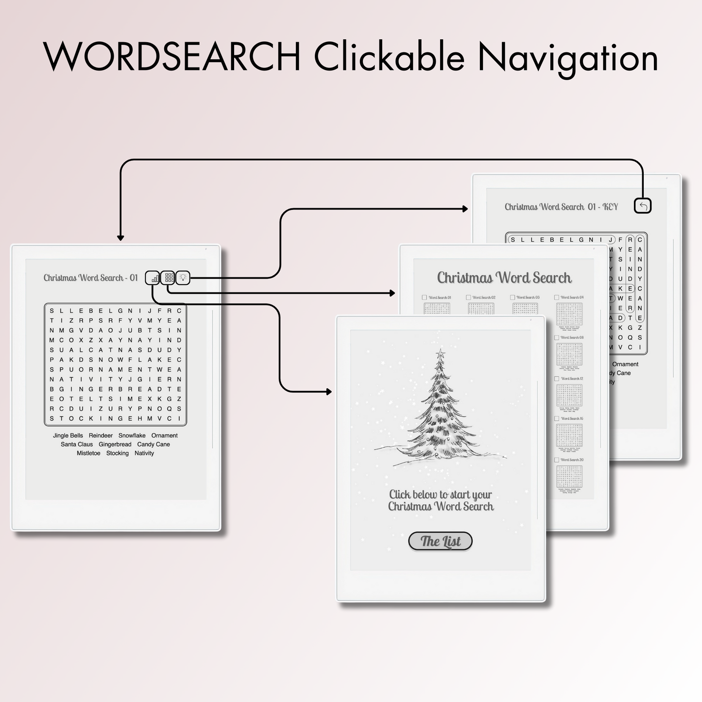 Supernote A5X and A6X Christmas Word Search Puzzles with full reference links.