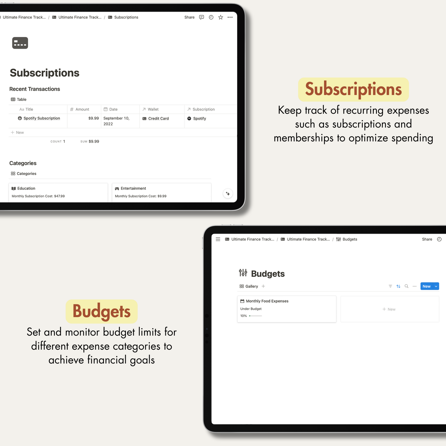 Notion Templates, Notion Finance Tracker.