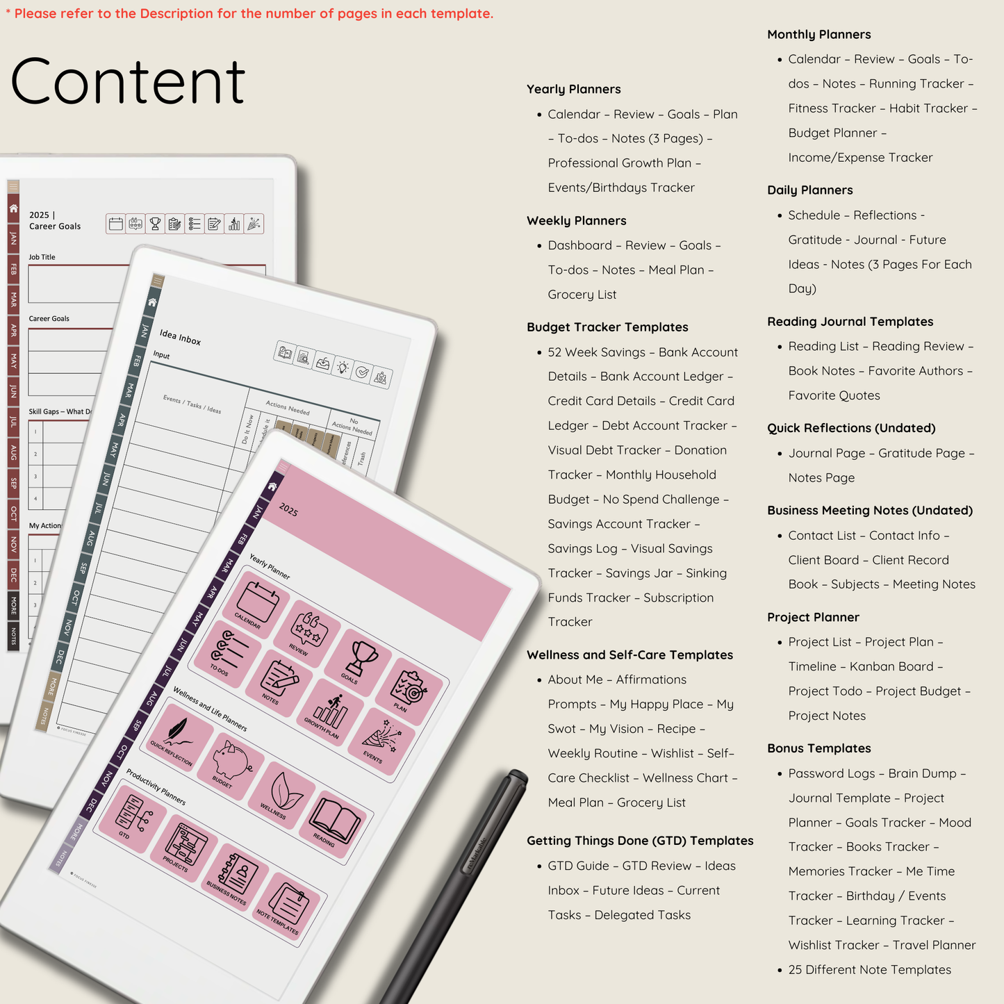 Remarkable Paper Pro Move Ultimate Planner for 2025 & 2026