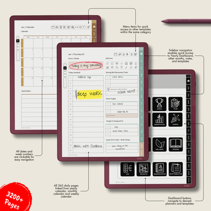 Kindle Scribe Colorsoft Template - Planner for 2026 & 2027