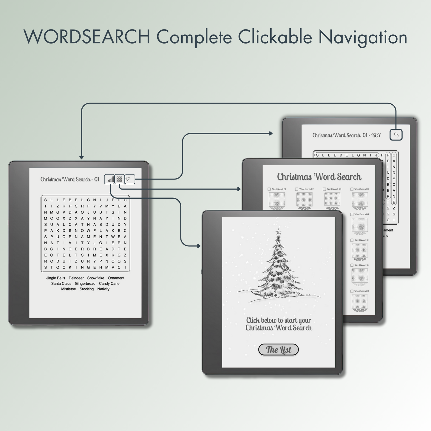 Kindle Scribe Christmas Word Search Puzzles with full reference links.