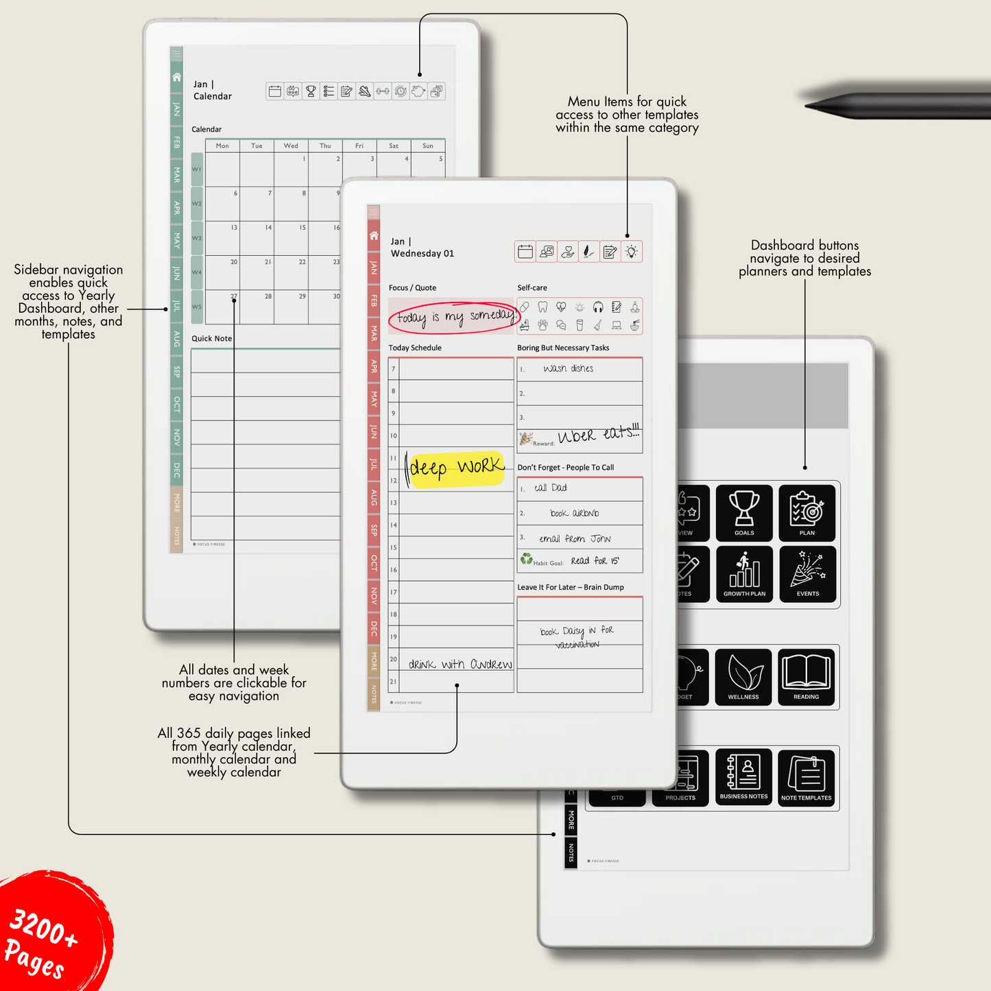 Remarkable Paper Pro Move Ultimate Planner for 2025 & 2026