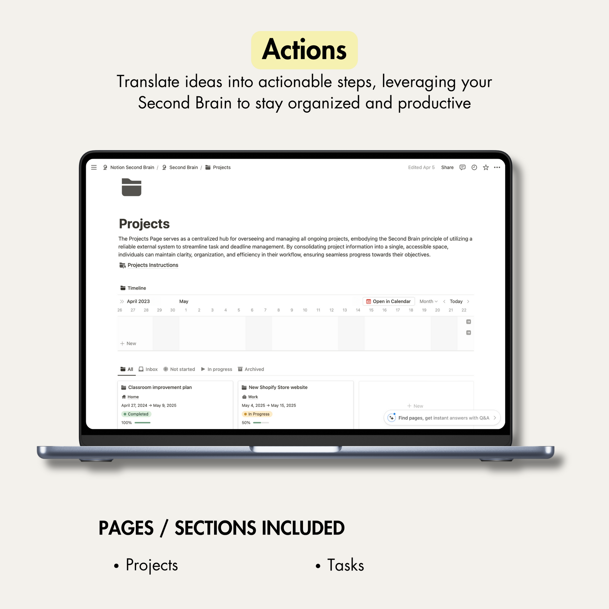 Second Brain Notion Template, Notion Planner.