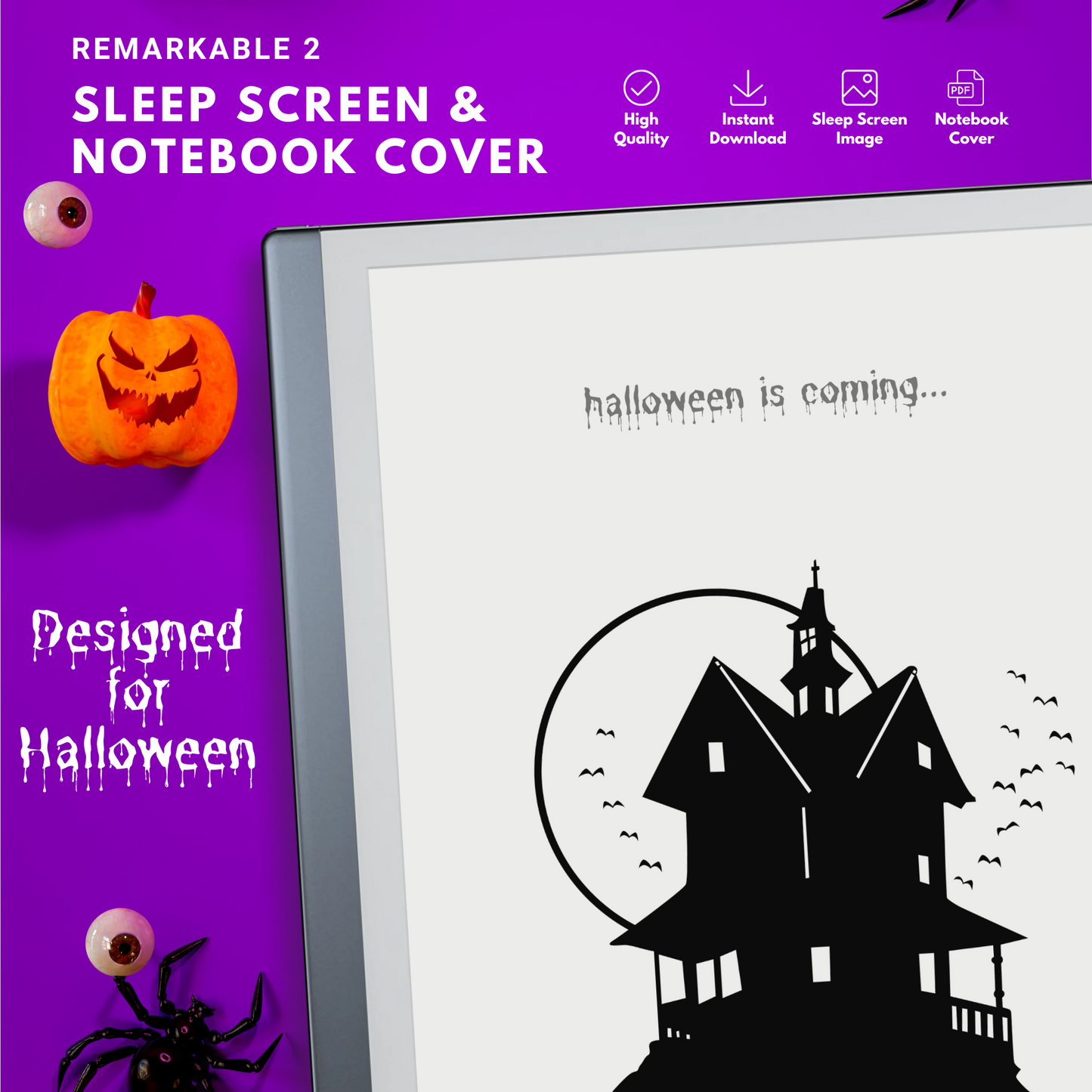 Remarkable 2 Halloween Ghostly Sleep Screen & Notebook Cover