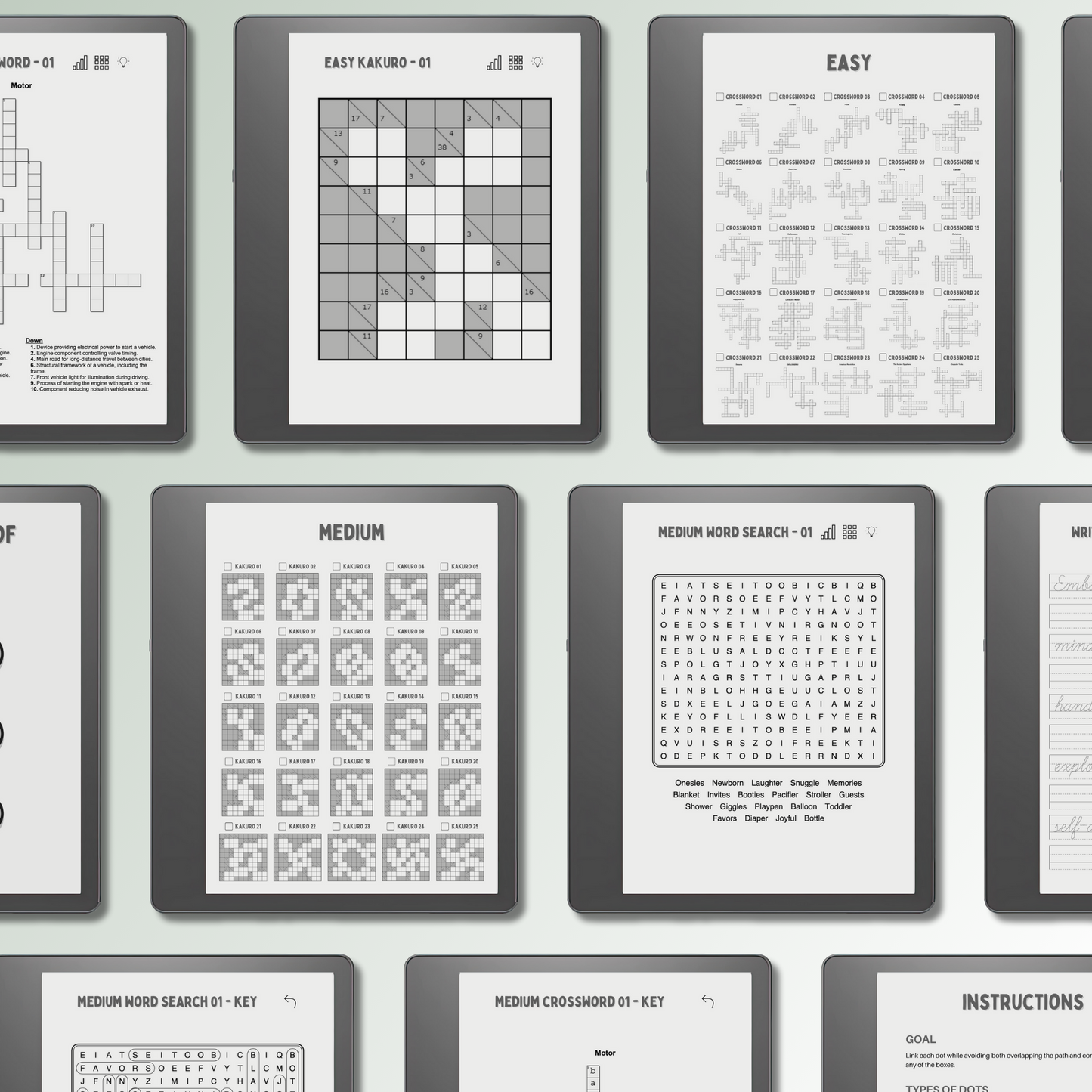 Kindle Scribe Puzzle Bundle in use.