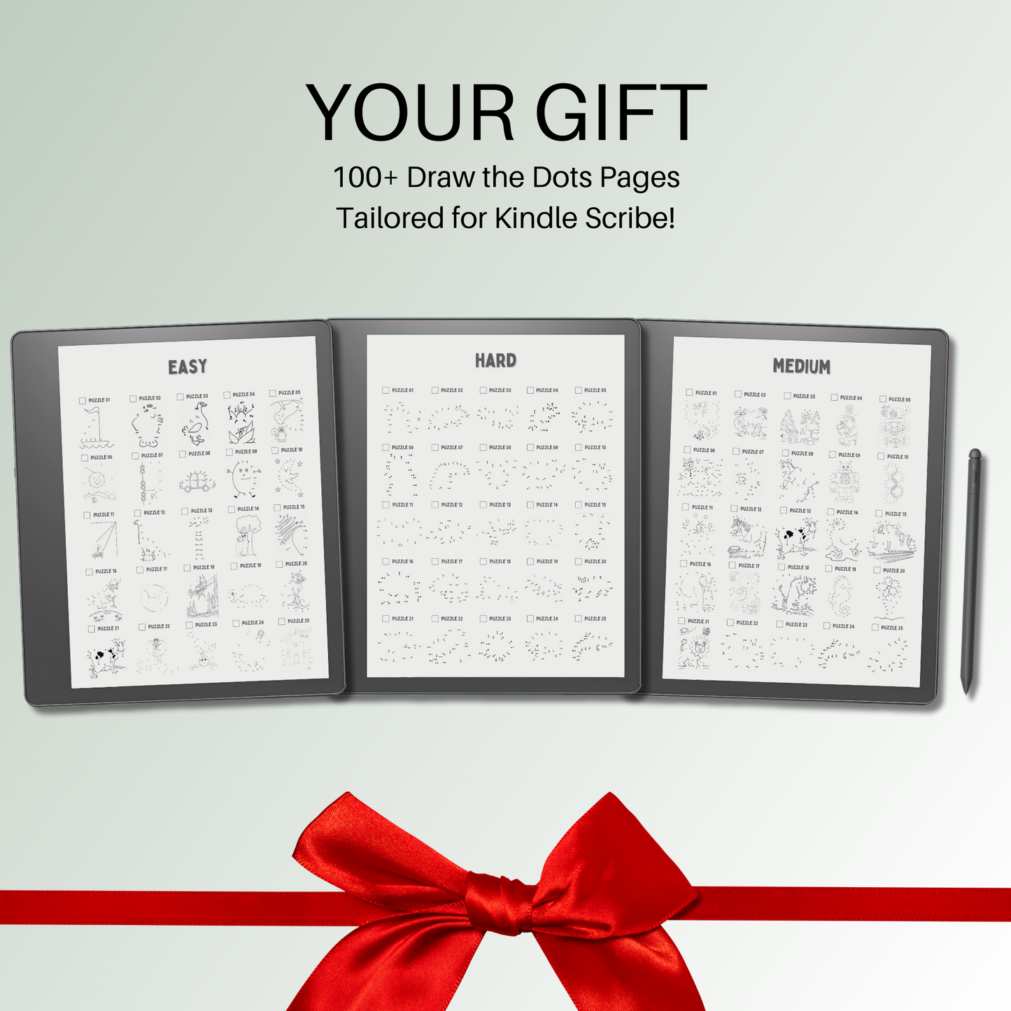 Kindle Scribe Draw the Dots puzzles as Gift.