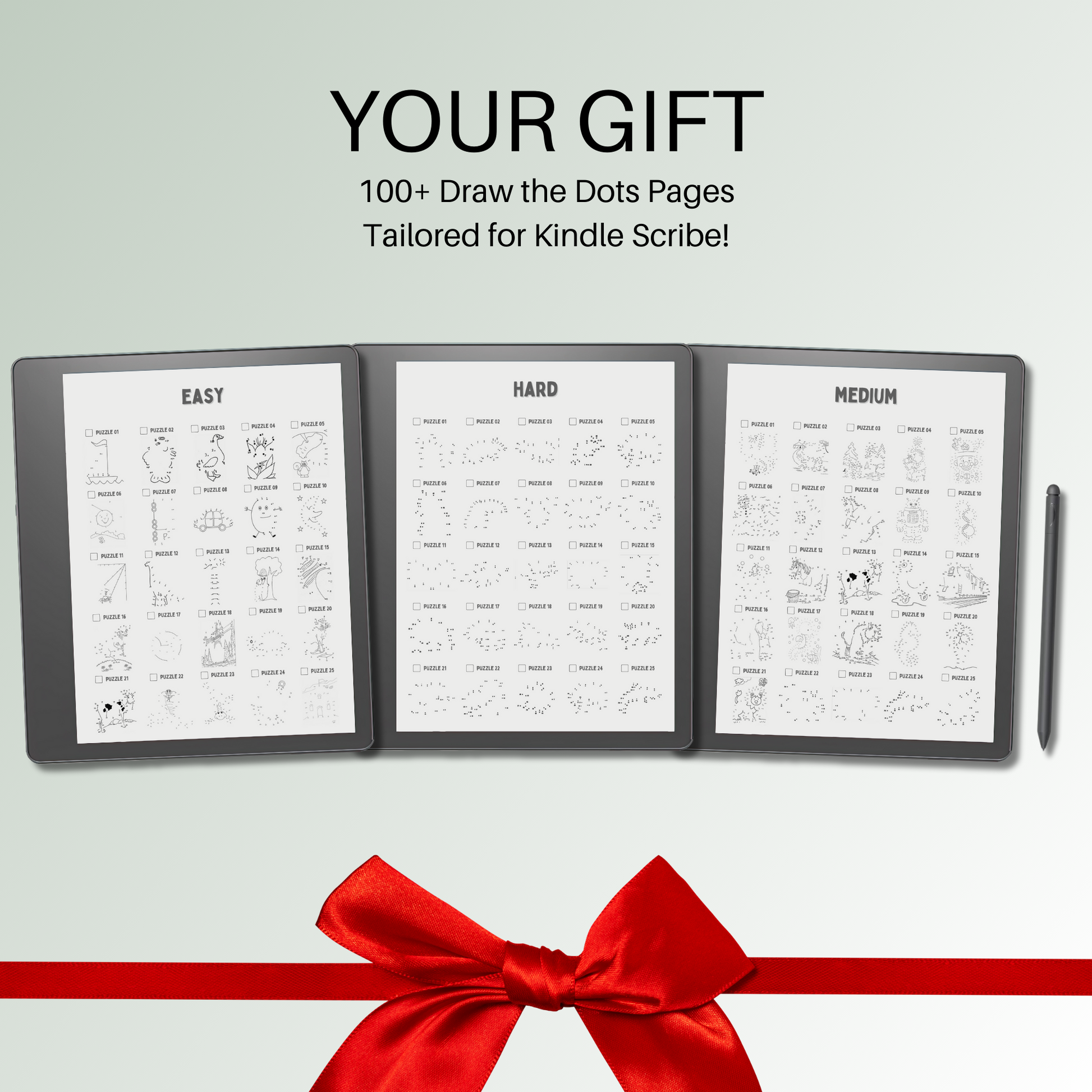 Kindle Scribe Draw the Dots puzzles as Gift.