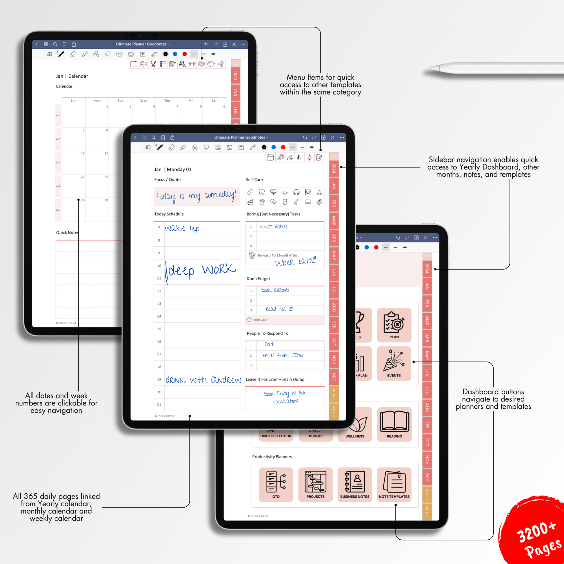 Goodnotes Planner. Goodnotes Templates. Goodnotes Digital Planners. iPad Planners.